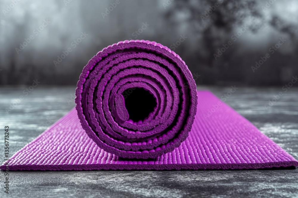 Aufkleber yoga mat rolled up ready for practice in a serene indoor space ideal for relaxation and exercise
