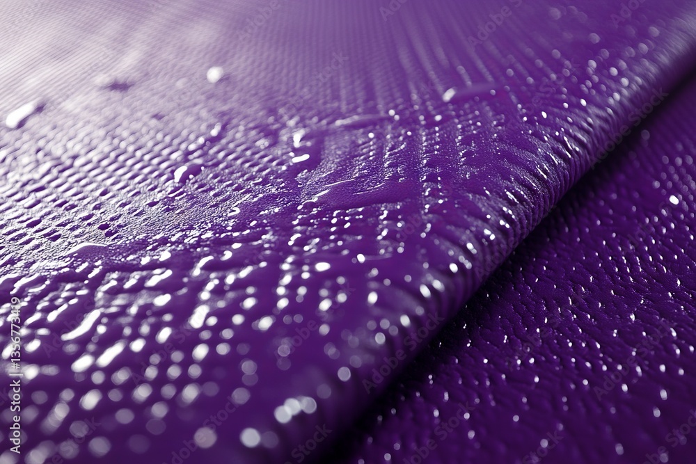 Aufkleber close-up view of wet purple surface showcasing droplets and texture after rain or water exposure