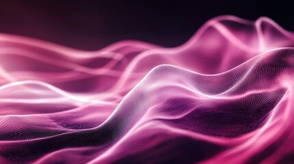 Obraz premium Captivating flowing mesh abstract rendering in magenta hue, dynamic modern backdrop, artistic, innovative tech concept
