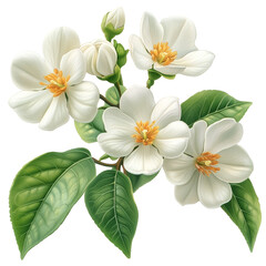 Obraz premium jasmine flower isolated in white background, Magnolia Blossom. Fresh Floral Design For Spring