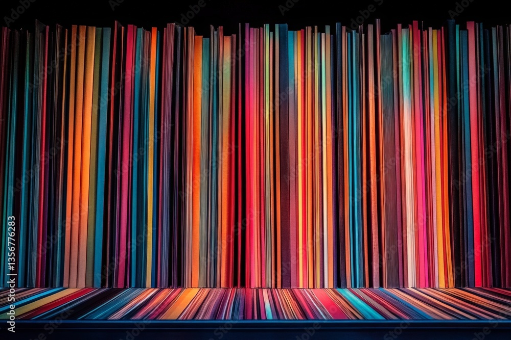 Poster colorful patterned lines create an abstract backdrop in a creative indoor setting during evening hou