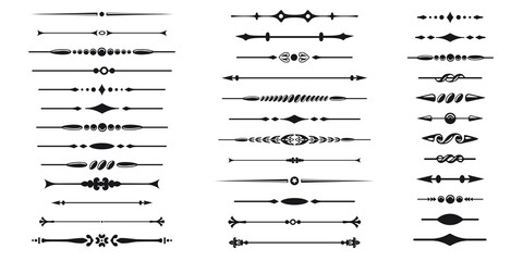 Set of decorative divider elements. Border collection. Vector.