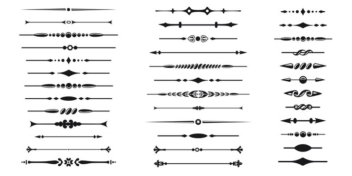 Set of decorative divider elements. Border collection. Vector.