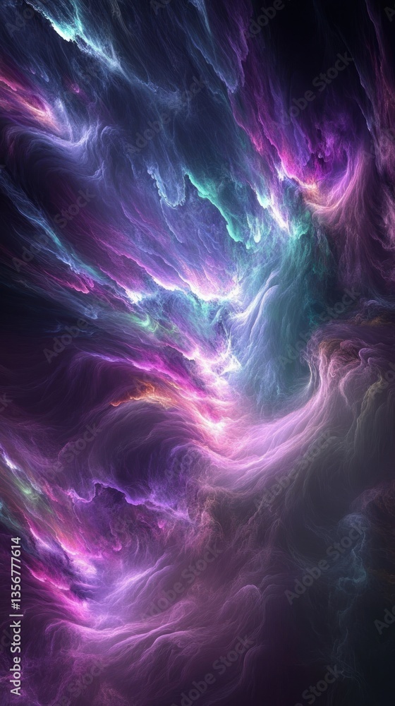 Aufkleber Mystical cloudscape ethereal nebula with dreamy vibrant color cosmic texture backdrop backdrop