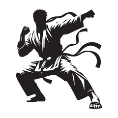 Warrior’s Honor Karate Fighter silhouette, embodying the spirit of respect - Karate illustration - Minimalist Karate vector - Discipline and tradition

