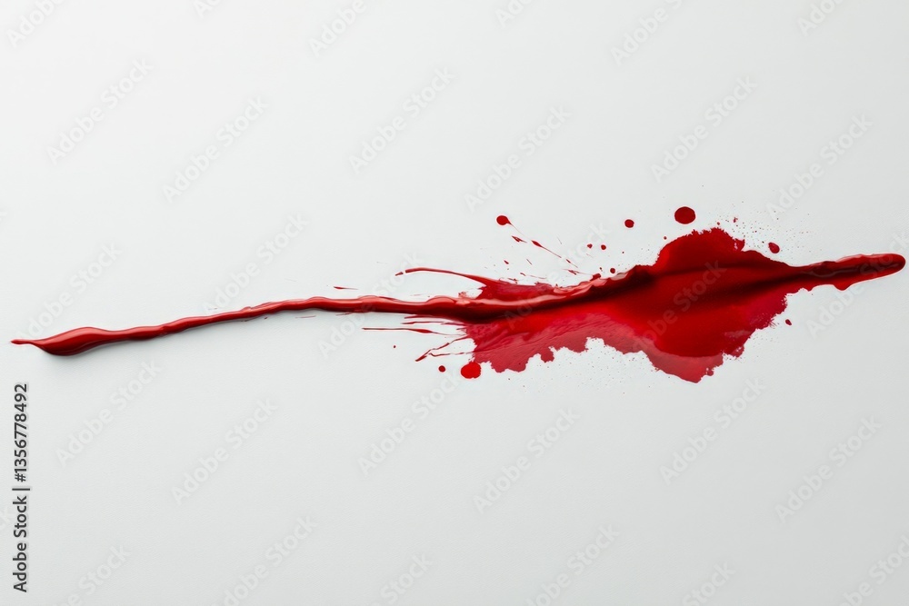 Poster bright red paint splatter creates an artistic splash on a white background showcasing creative expre