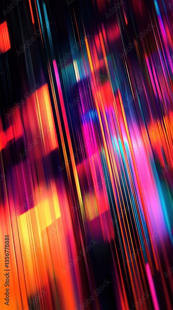 Poster Vibrant Light Stream with Gradient Colorful Rays Geometric Pattern Abstract Design Background