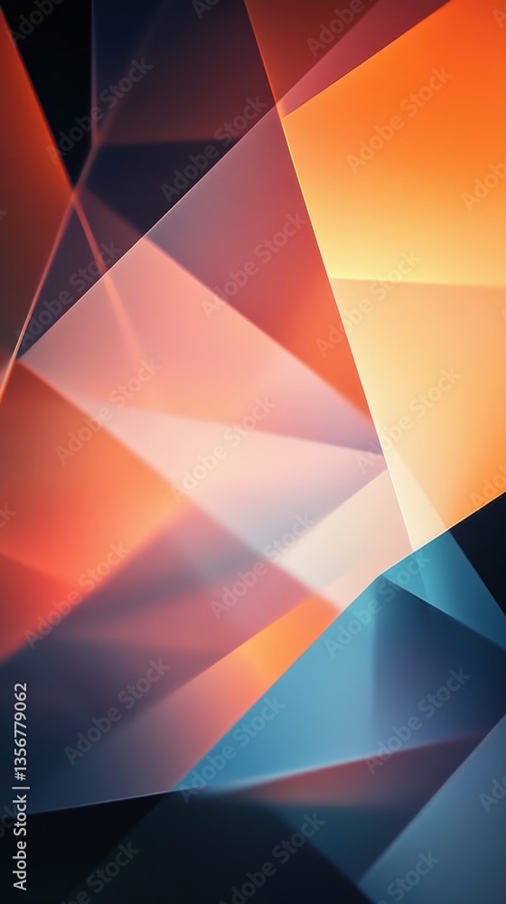 Poster Abstract geometric shapes with vibrant orange and blue colors creating a dynamic stylish background