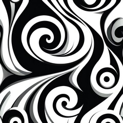 Fototapeta premium Swirling monochrome spirals create a mesmerizing geometric pattern in minimalistic high-contrast style Generative AI