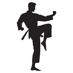 Traditional Karate Fighter silhouette, representing the legacy of martial arts - Karate illustration - Minimalist Karate vector - Combat heritage

