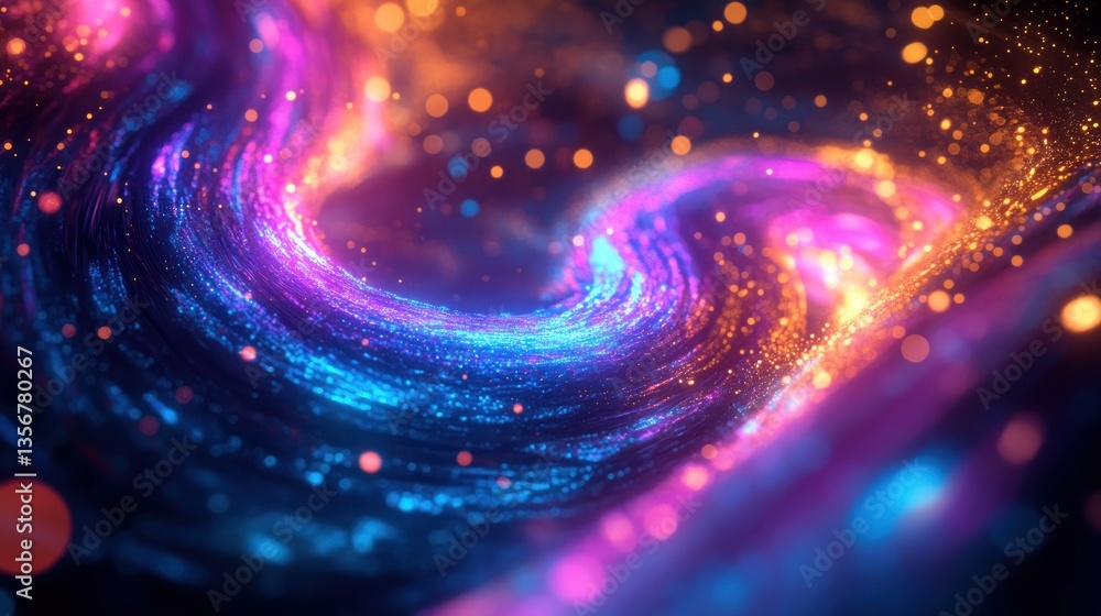 Aufkleber mesmerizing spiral nebula of colorful particles and ethereal light cosmic energy artistic background