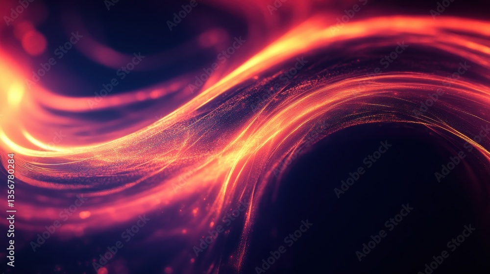 Poster energetic flowing fiery light streaks illuminating deep space evoking motion and innovation bright d