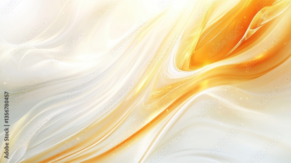 Aufkleber abstract golden luminous wave on soft ivory canvas a flowing dreamlike composition elegant and moder