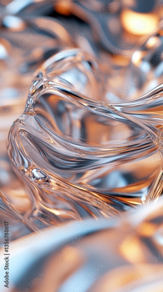 Aufkleber abstract glass wave flowing with graceful curves shimmering gradient water artistic design
