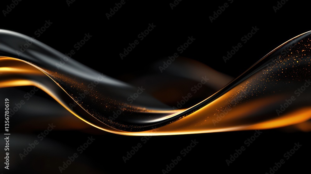 Poster Abstract Swirl of Darkness Embraces Subtle Golden Light Flowing into the Depth Elegant Background