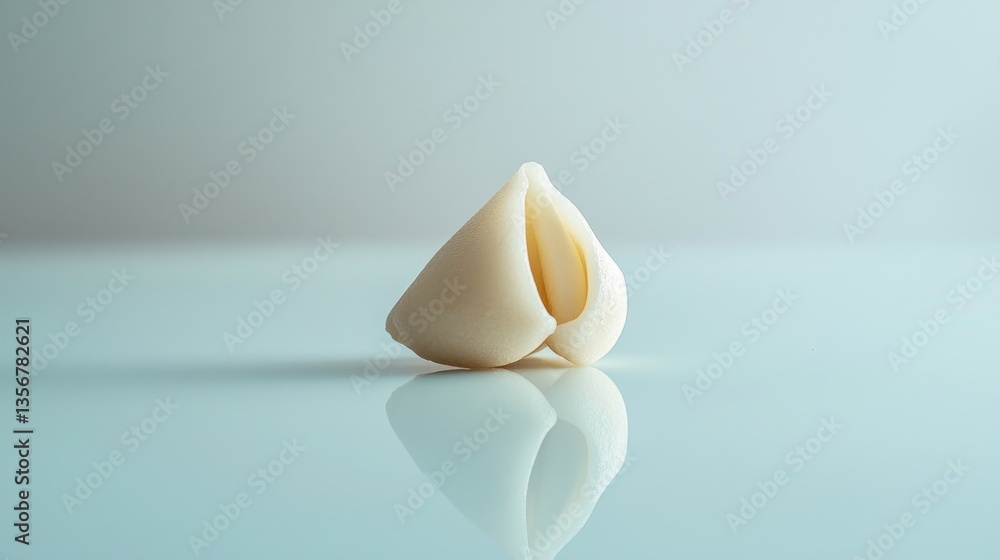 Poster pristine garlic clove on reflective surface simple culinary still life showing detail texture and sh