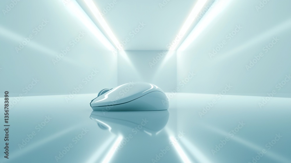 Aufkleber sleek wireless mouse design against a minimalist futuristic white background creates a modern and cl