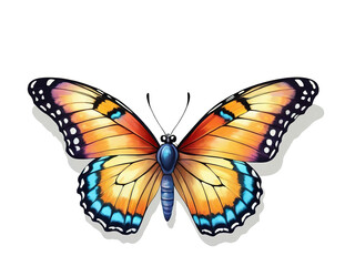 Obraz premium Vibrant butterfly illustration, colorful wings, graceful pose. Isolated background transparent
