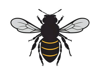 Fototapeta premium Bold bee silhouette icon, sharp lines and clean edges, PNG. Isolated background transparent