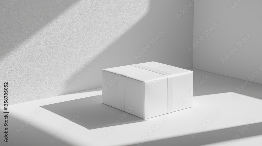 Poster simple white square package with shadow in minimalist interior a clean product shipping design