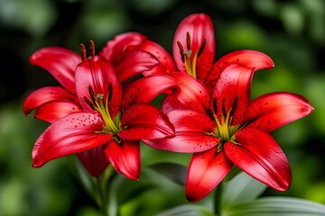 Vibrant Red Lilies Close Up Blossom Flower