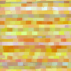 Illustration, background in the form of a seamless regular pattern of bright yellow and orange uneven stripes and rectangles