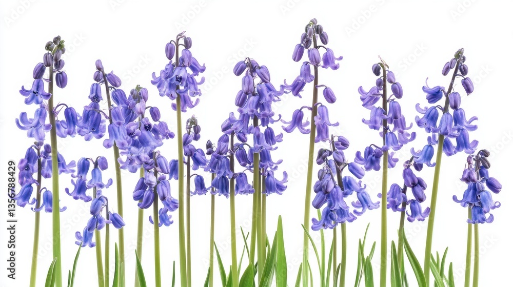 Aufkleber enchanting bluebells displayed against pure white backdrop capturing the essence of springtime bloom