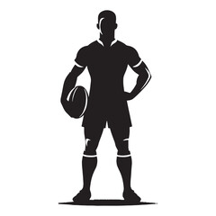 Relentless Rugby Player silhouette, never backing down - Rugby illustration - Minimalist Rugby vector - Champion’s mindset

