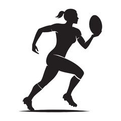 Intense Rugby Player silhouette, sprinting towards the try line - Rugby illustration - Minimalist Rugby vector - Pure adrenaline

