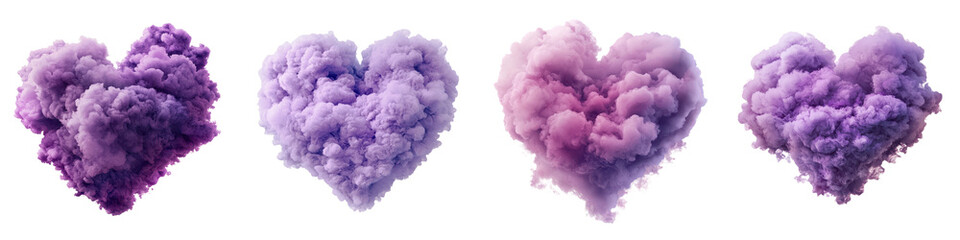 Fototapeta premium Delicate and ethereal heart shaped clouds in vibrant shades of purple and pink evoking a sense of romance and passion