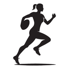 Charging Rugby Player silhouette, ready to break through defenses - Rugby illustration - Minimalist Rugby vector - Pure aggression

