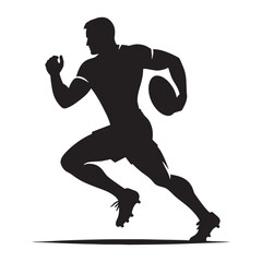 Hard-hitting Rugby Player silhouette, bracing for impact - Rugby illustration - Minimalist Rugby vector - Ultimate physicality

