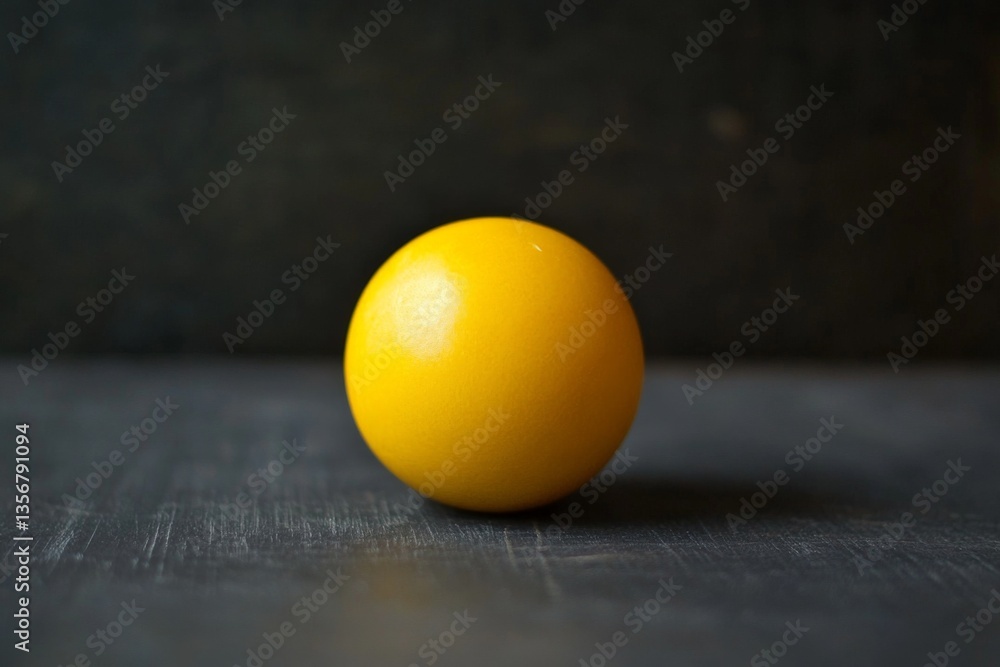 Poster bright yellow sphere resting on a dark surface showcasing vibrant color contrast