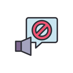 Banned sound colored icons, minimalist vector illustration ,simple transparent graphic element .Isolated on white background