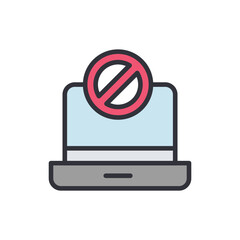 Banned device colored icons, minimalist vector illustration ,simple transparent graphic element .Isolated on white background