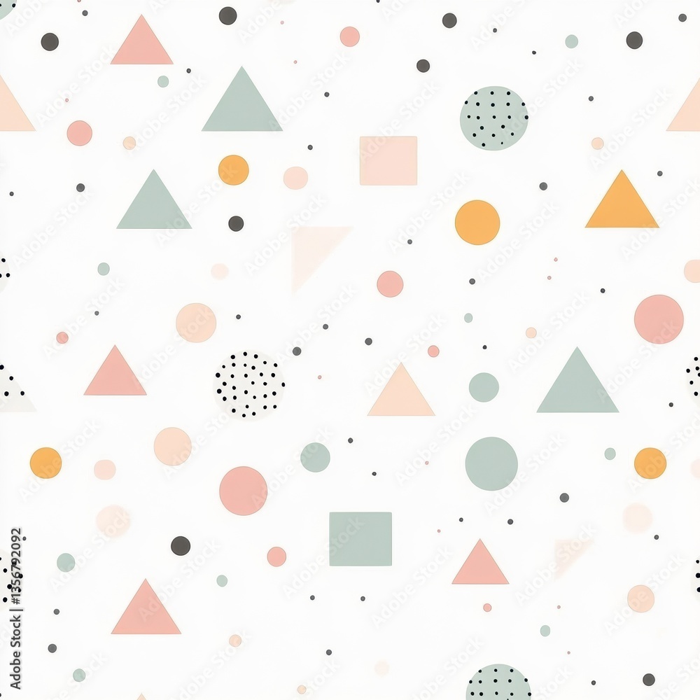 Poster seamless baby pattern with geometric shapes in soft pastel colors for modern nursery decor generativ