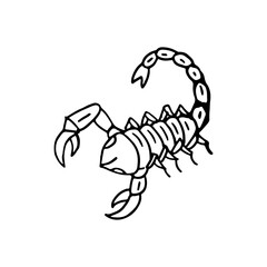 Scorpion doodle cartoon hand-drawn vector animal logo concept.