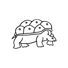 Big giant tortoise or turtle cartoon animal vector hand drawn.