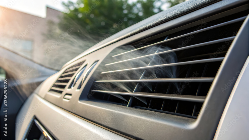 Poster fan unit in car dashboard releases gentle stream of air, creating refreshing atmosphere for passenge