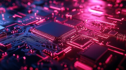 Obraz premium Abstract integrated circuit design symbolizing futuristic innovation and technological advancement.