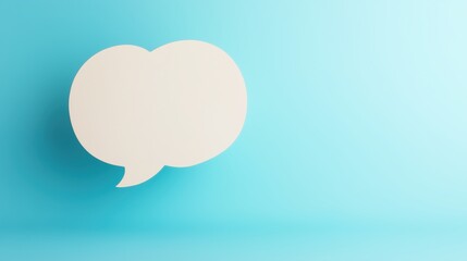 Speech bubble on blue background conveying ideas and thoughts in a creative space.
