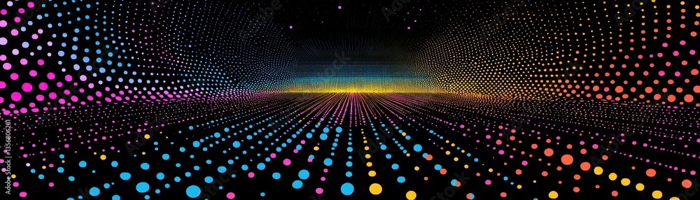 Poster Abstract Colorful Particle Background with Glowing Lights and Dynamic Motion