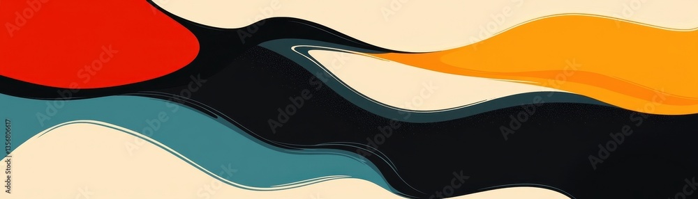 Poster abstract colorful wave painting with dynamic curves