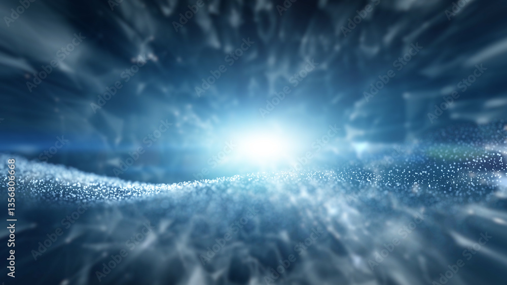 Poster artificial intelligence digital technology shiny background with waves illustration.