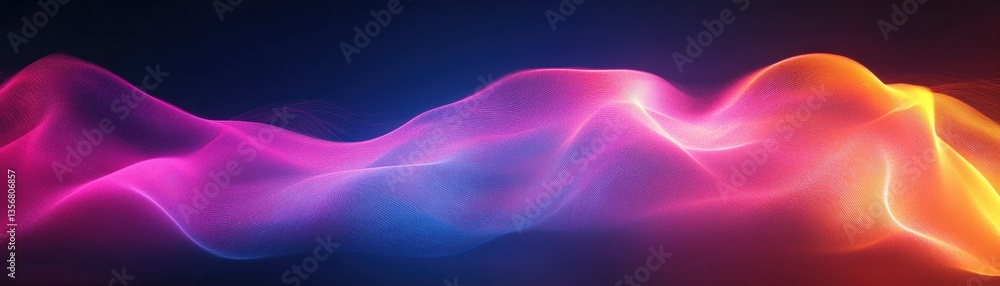 Aufkleber Abstract Colorful Waves with Particle Effects and Glowing Texture