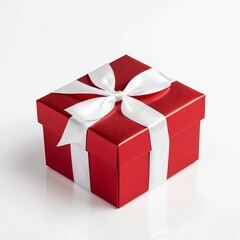 Red Gift Box with White Ribbon