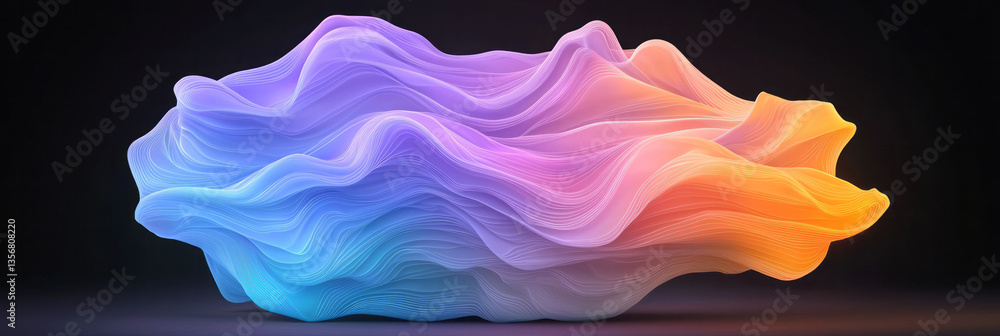 Aufkleber an artistic digital waveform where colorful gradient lines undulate in perfect rhythm, forming