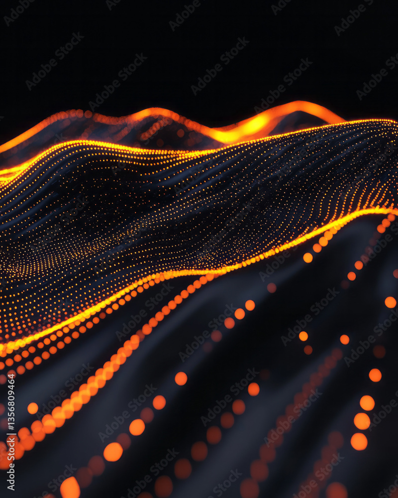 Poster a sci-fi composition of radiant data ripples forming an endless wave illusion within a virtual