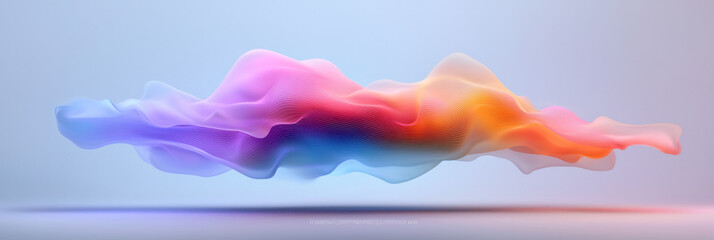 Fototapeta premium A synthetic waveform illusion made of iridescent fibers and pulsing circuitry, suspended in virtual