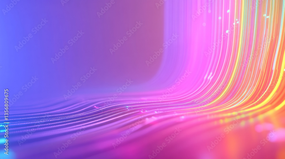Poster an electronic mirage where fine waveforms ripple through layered circuitry, glowing in soft neon